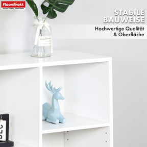 Bücherregal | Arkansas | Weißes MDF-Standregal mit 5–9 Fächern für Bücher und Wohnaccessoires