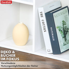 Bücherregal | Arkansas | Weißes MDF-Standregal mit 5–9 Fächern für Bücher und Wohnaccessoires