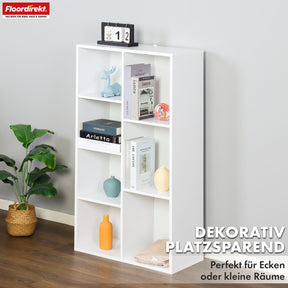 Bücherregal | California | Modernes, platzsparendes MDF-Regal mit Anti-Kipp-Sicherung in Weiß 4-8 offene Fächer