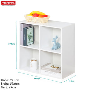 Bücherregal | California | Modernes, platzsparendes MDF-Regal mit Anti-Kipp-Sicherung in Weiß 4-8 offene Fächer