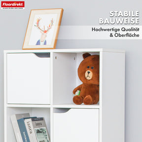 Bücherregal | Connecticut | Weißes Standregal aus MDF mit Fächern & Türen, Kippschutz, 2 Größen
