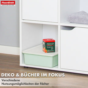 Bücherregal | Connecticut | Weißes Standregal aus MDF mit Fächern & Türen, Kippschutz, 2 Größen