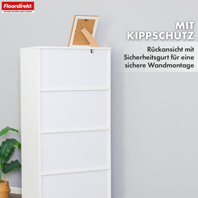 Bücherregal | Connecticut | Weißes Standregal aus MDF mit Fächern & Türen, Kippschutz, 2 Größen