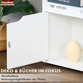 Bücherregal | Connecticut | Weißes Standregal aus MDF mit Fächern & Türen, Kippschutz, 2 Größen