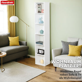 Bücherregal | Delaware | Standregal mit 6 offenen Ablagen, platzsparend & modern