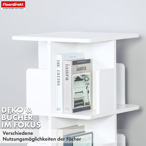 Bücherregal | Indiana | Drehregal mit 3 oder 4 Etagen | 360° Standregal für Wohnzimmer, Büro & Schlafzimmer