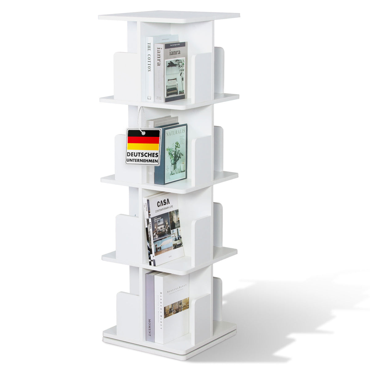 Bücherregal | Indiana | Drehregal mit 3 oder 4 Etagen | 360° Standregal für Wohnzimmer, Büro & Schlafzimmer