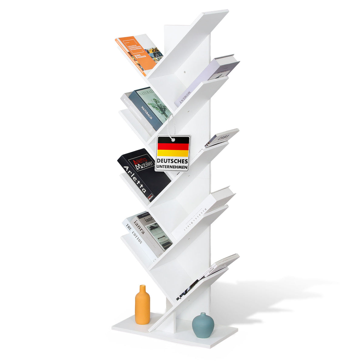 Bücherregal | Louisiana | Baumförmiges Standregal in Weiß mit 5 oder 9 Etagen aus Holz