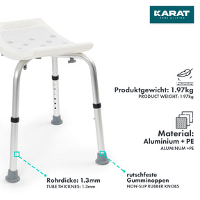 Dusch- und Badhocker Noah Plus | Höhenverstellbar | Rutschfeste Gummifüße | Tragkraft bis 136 kg