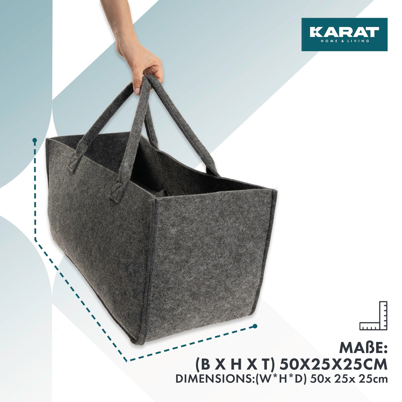 Filztasche Conny | Kaminholztasche | Einkaufstasche | Faltbar | 2er oder 4er Set