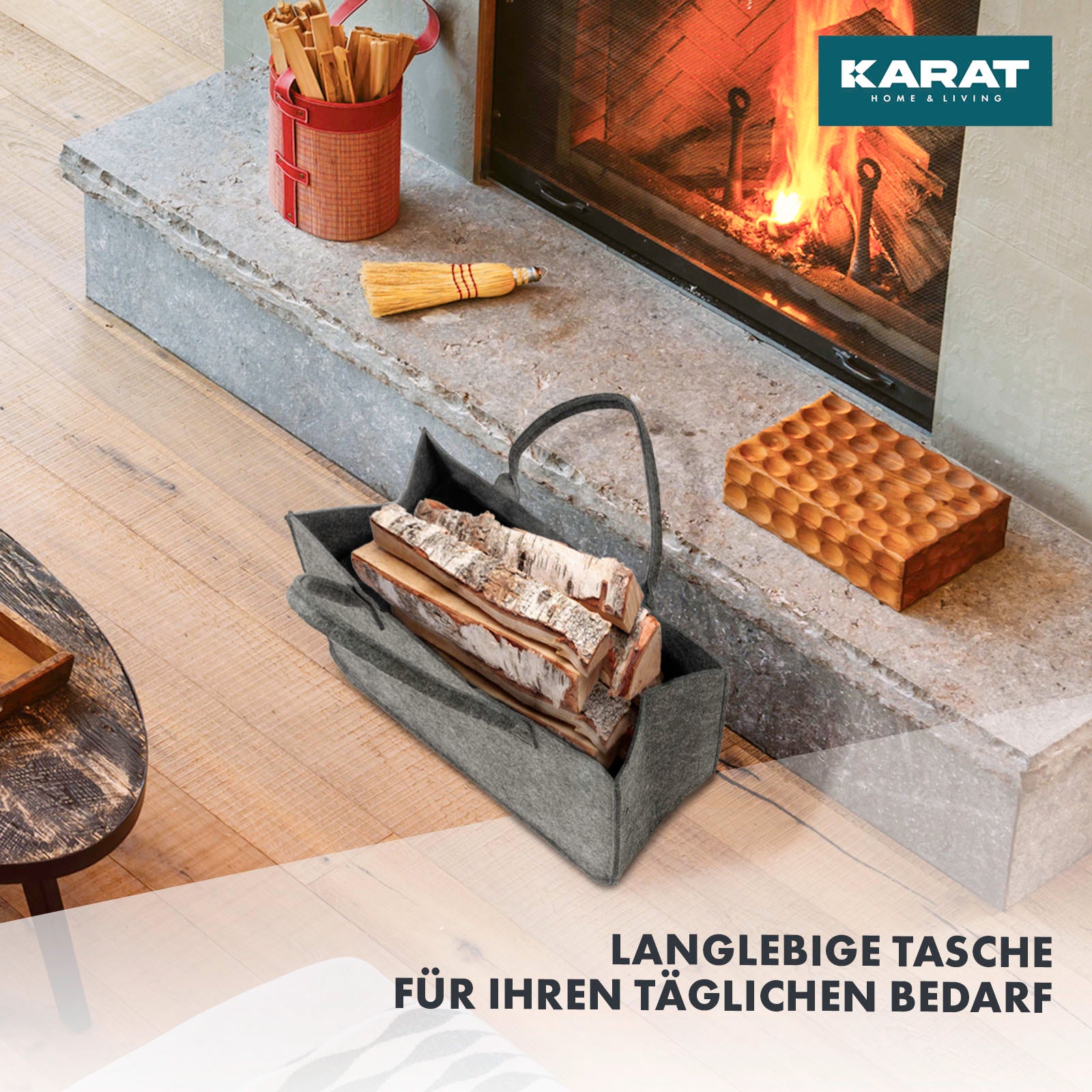 Filztasche Conny | Kaminholztasche | Einkaufstasche | Faltbar