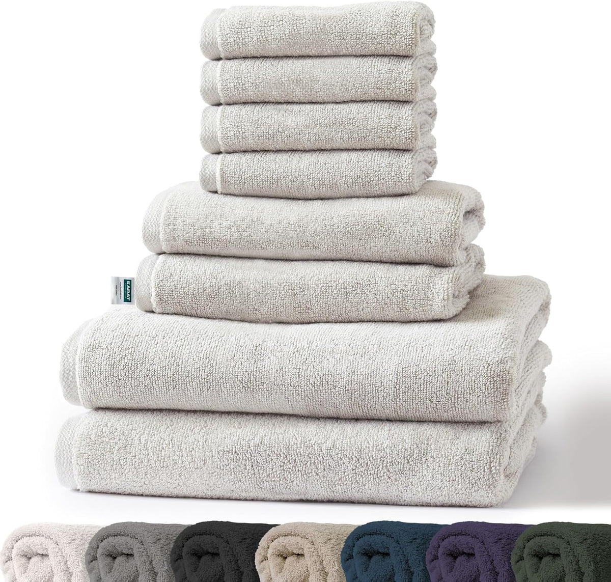 Handtuch-Set Bay | 8-teiliges Set Handtücher aus 100% Baumwolle | 2 x Badetuch, 2 x Handtuch und 4 x Seiftuch