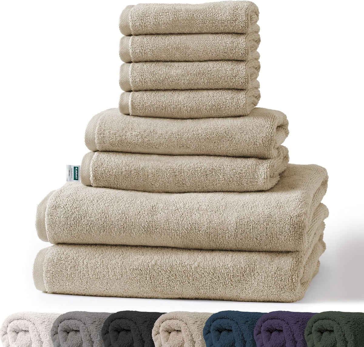 Handtuch-Set Bay | 8-teiliges Set Handtücher aus 100% Baumwolle | 2 x Badetuch, 2 x Handtuch und 4 x Seiftuch