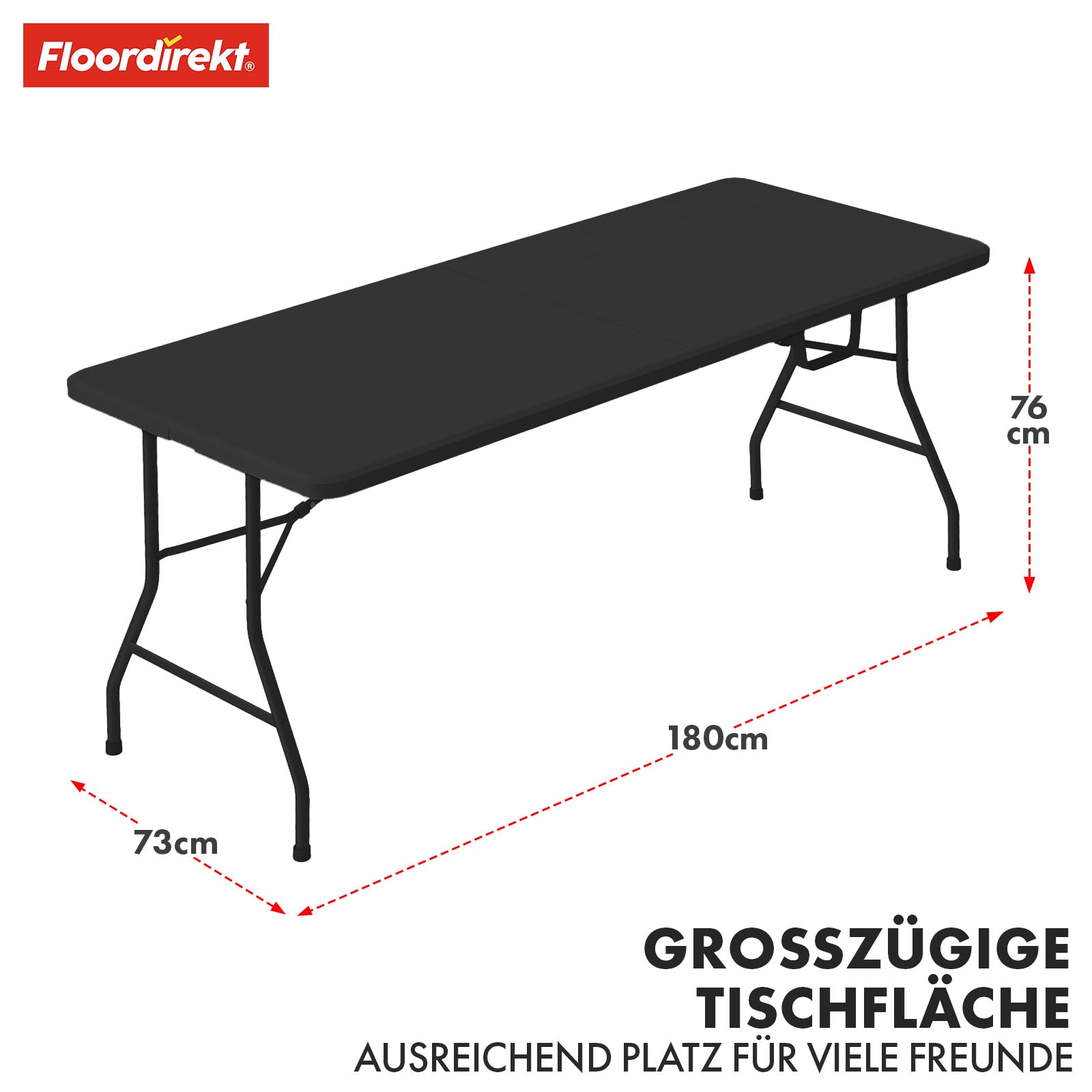 Klapptisch | Kyoto | Stabiler, Faltbarer Allrounder für Innen und Außen | 180 x 73 cm