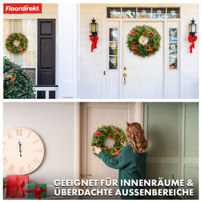 Weihnachtskranz | Photinia | Dekorativer Kranz aus Photinia Blättern und festlichen Elementen für Ihre Weihnachtsdekoration