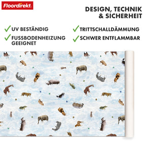 3D CV-Belag | Clouds Safari | Vinyl-Bodenbelag mit realistischem Tier- & Wolkendesign
