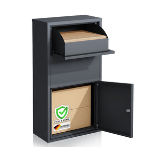 Paketbox | Clement | Praktische Paketkasten mit Klappensystem & Schloss | Wetterfest & einfach zu montieren