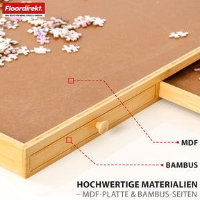 Puzzletisch | Yukon | Kompakte Puzzle-Unterlage mit Schubladen aus Bambus & MDF | Für bis zu 1000 Teile