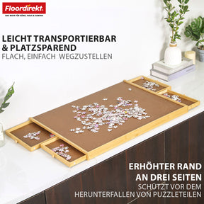 Puzzletisch | Yukon | Kompakte Puzzle-Unterlage mit Schubladen aus Bambus & MDF | Für bis zu 1000 Teile