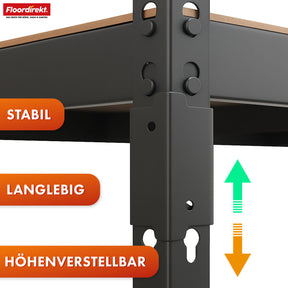 Schwerlastregal | Rhino | Lagerregal mit 5 Böden | 1050 kg Traglast | innovatives Stecksystem | In verschiedenen Farben & Größen