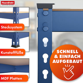 Schwerlastregal | Rhino | Lagerregal mit 5 Böden | 1050 kg Traglast | innovatives Stecksystem | In verschiedenen Farben & Größen