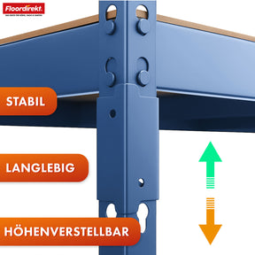 Schwerlastregal | Rhino | Lagerregal mit 5 Böden | 1050 kg Traglast | innovatives Stecksystem | In verschiedenen Farben & Größen