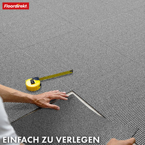 Teppichfliesen | Bern | 50 x 50 cm | Selbstliegend mit Streifendesign | In Anthrazit, Grau & Beige für Gewerbe und Privathaushalte