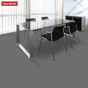 Teppichfliesen | Bern | 50 x 50 cm | Selbstliegend mit Streifendesign | In Anthrazit, Grau & Beige für Gewerbe und Privathaushalte