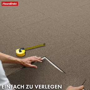 Teppichfliesen | Bern | 50 x 50 cm | Selbstliegend mit Streifendesign | In Anthrazit, Grau & Beige für Gewerbe und Privathaushalte