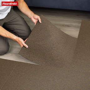 Teppichfliesen | Bern | 50 x 50 cm | Selbstliegend mit Streifendesign | In Anthrazit, Grau & Beige für Gewerbe und Privathaushalte