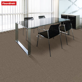 Teppichfliesen | Bern | 50 x 50 cm | Selbstliegend mit Streifendesign | In Anthrazit, Grau & Beige für Gewerbe und Privathaushalte