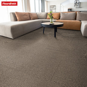 Teppichfliesen | Bern | 50 x 50 cm | Selbstliegend mit Streifendesign | In Anthrazit, Grau & Beige für Gewerbe und Privathaushalte