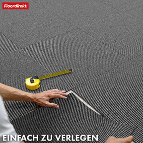 Teppichfliesen | Bern | 50 x 50 cm | Selbstliegend mit Streifendesign | In Anthrazit, Grau & Beige für Gewerbe und Privathaushalte