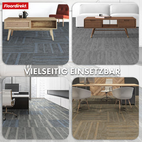 Teppichfliesen | Zürich | 50 x 50 cm | Ideal für Büro & Wohnräume | Hochwertige Designfliesen in 4 Farben