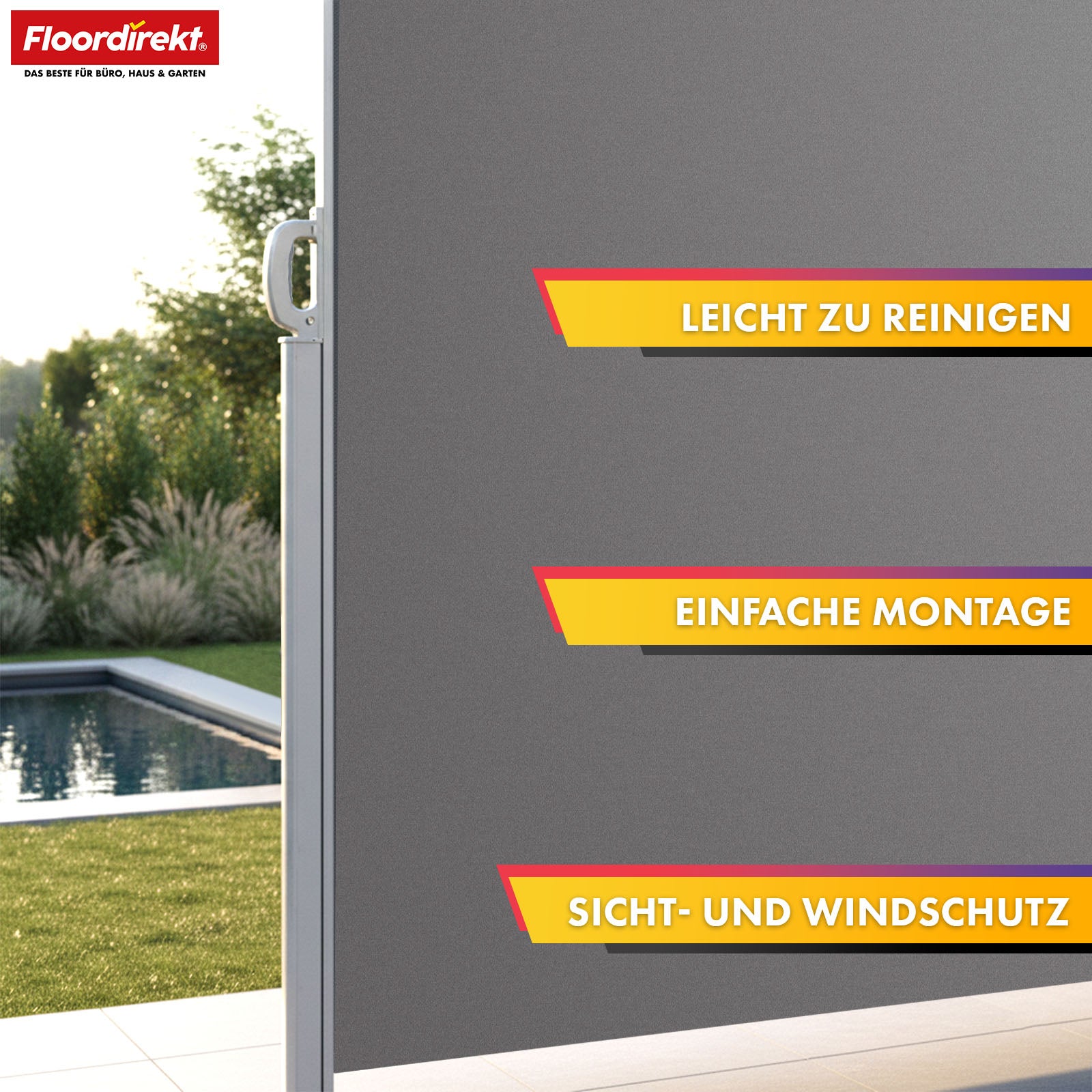 Alu-Seitenmarkise | Sicht- & Sonnenschutz für Terrasse, Balkon & Garten | UV-Schutz, blickdicht & wasserabweisend | Verschiedene Farben & Größen