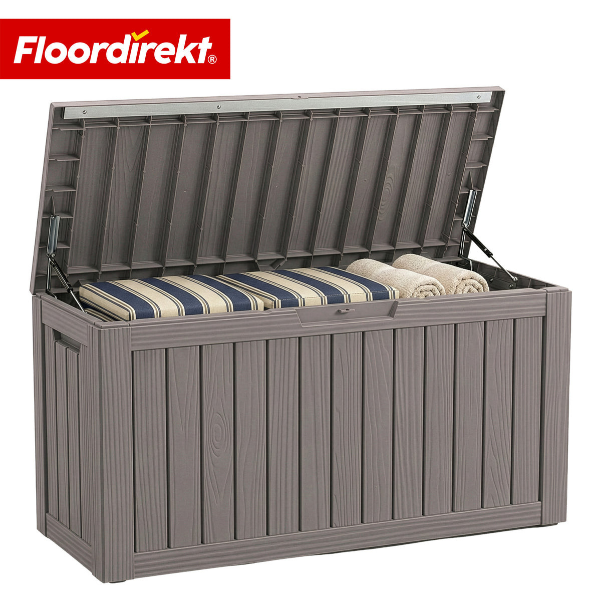 Gartenbox in Holz-Optik | Wetterfeste Kissenbox für Terrasse & Balkon | 118L / 270L / 300L