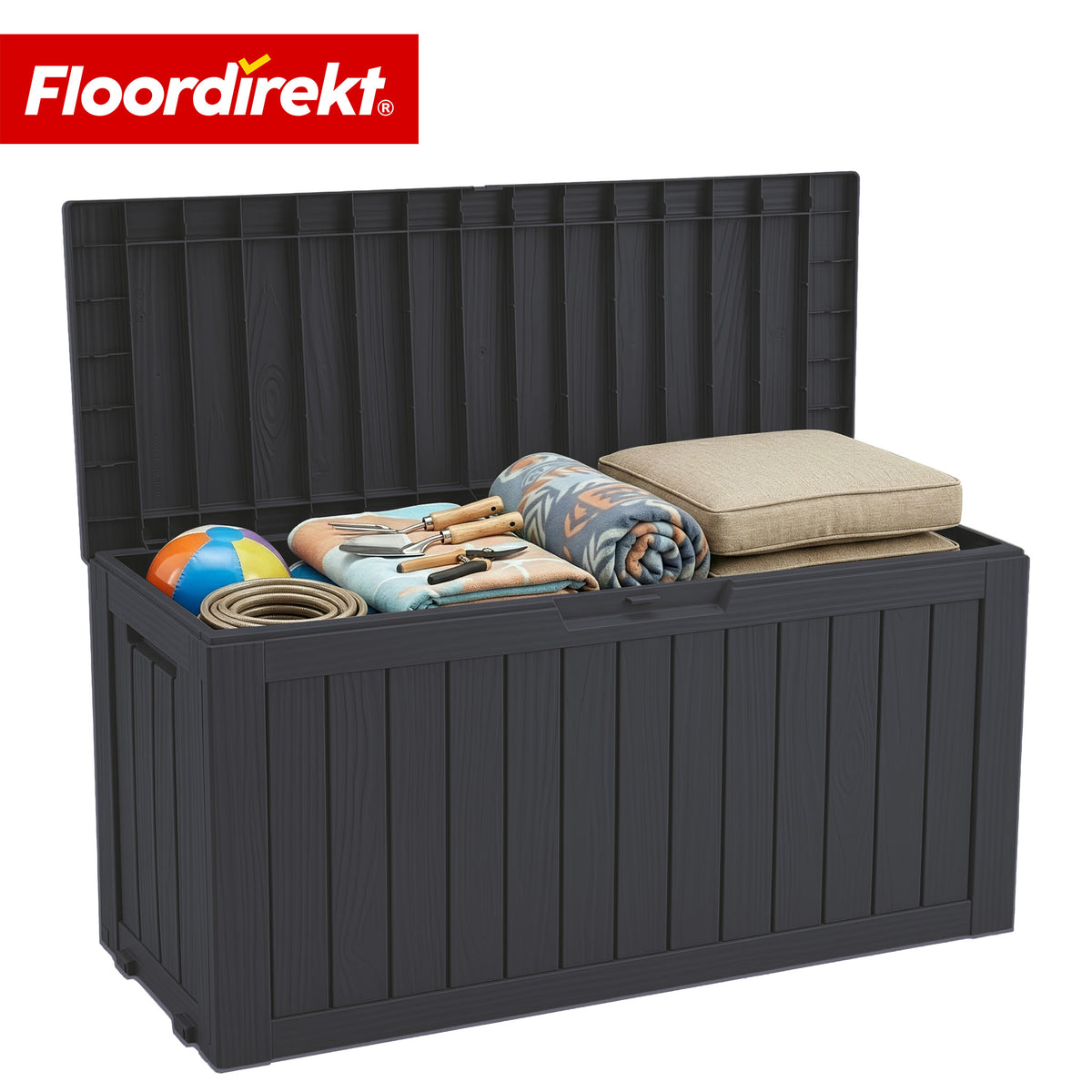 Gartenbox in Holz-Optik | Wetterfeste Kissenbox für Terrasse & Balkon | 118L / 270L / 300L
