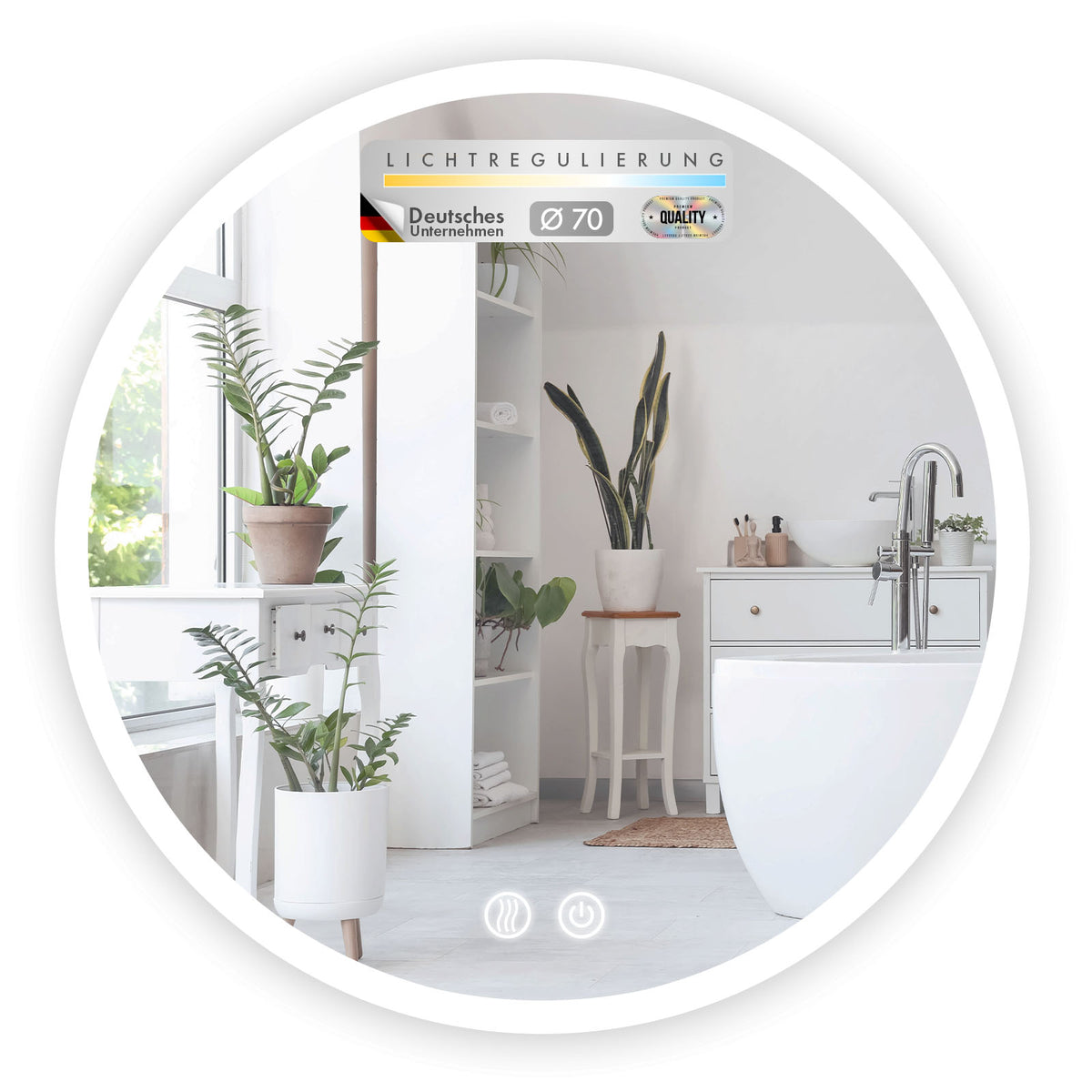 Badspiegel mit LED Beleuchtung | Liora | Touch-Bedienung mit Antibeschlag & 3 wählbare Lichtfarben | In verschiedenen Größen erhältlich