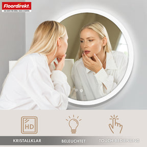 Badspiegel mit LED Beleuchtung | Liora | Touch-Bedienung mit Antibeschlag & 3 wählbare Lichtfarben | In verschiedenen Größen erhältlich