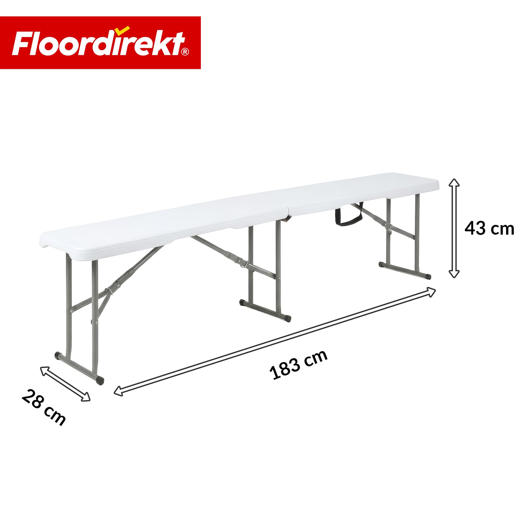 Gartenbank | Chiba | klappbare Sitzbank 183 cm in Weiß, wetterfest & bis 320 kg belastbar