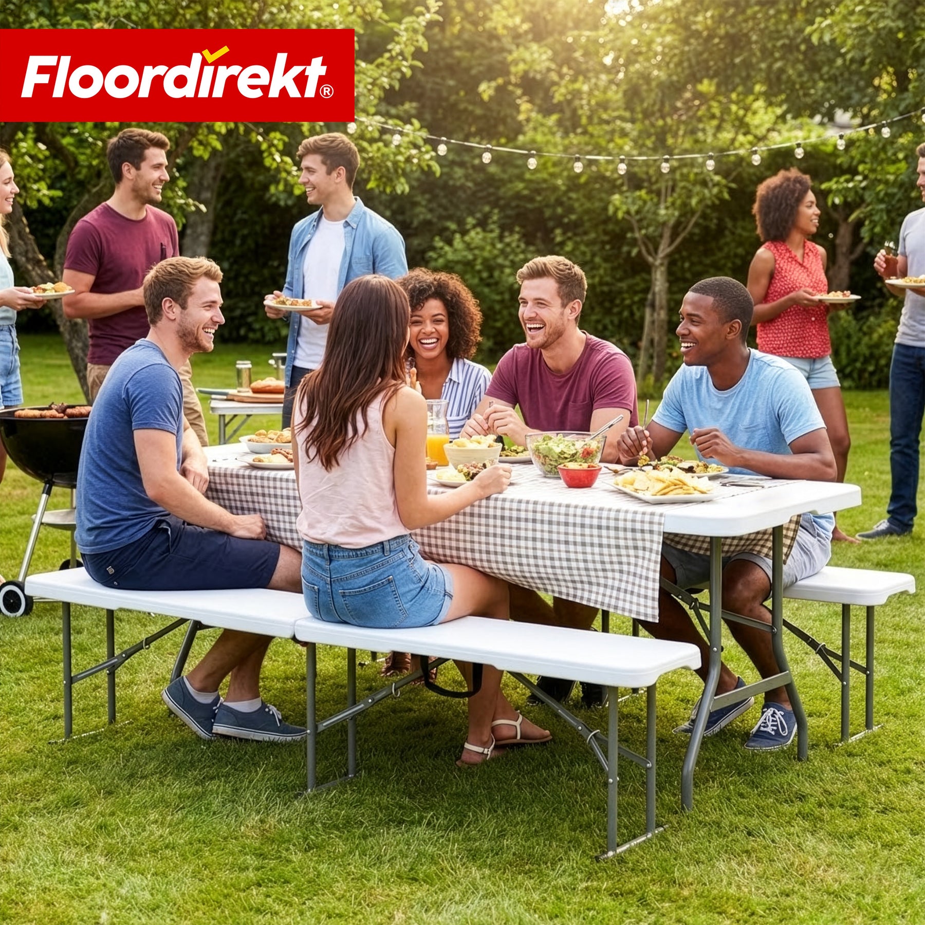 Gartenbank | Chiba | klappbare Sitzbank 183 cm in Weiß, wetterfest & bis 320 kg belastbar