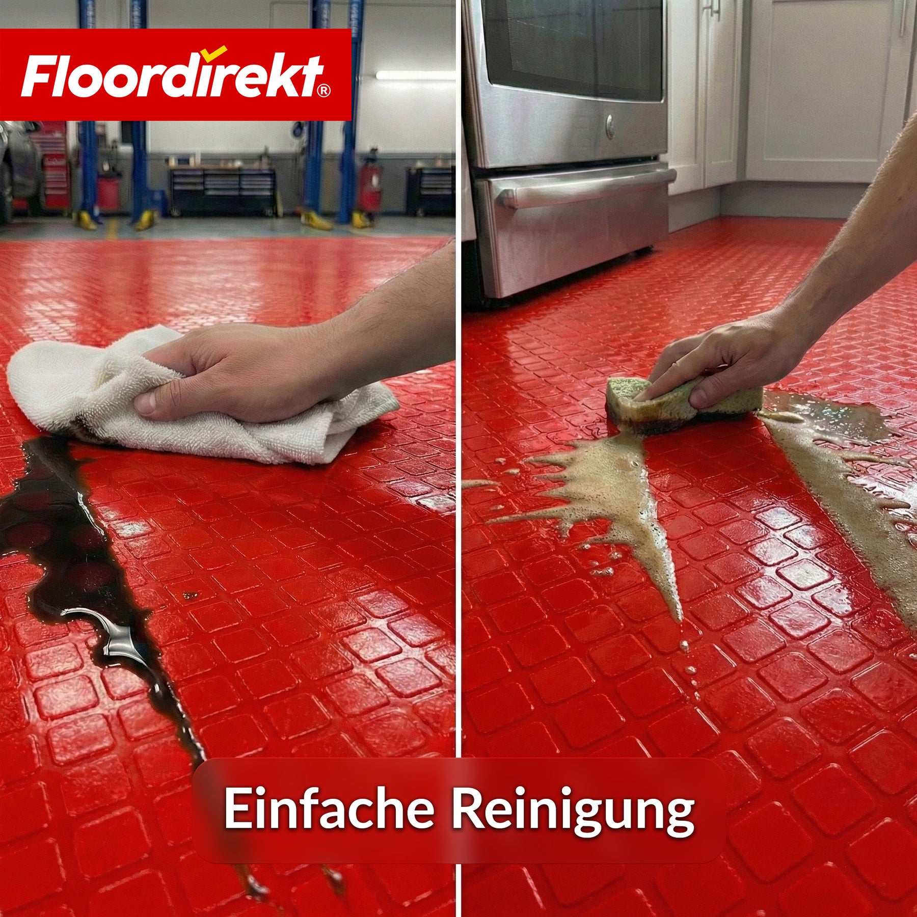 PVC-Bodenbelag | Check Quadra | Quadrat-Optik | Rutschfest & Pflegeleicht | Meterware / Zuschnitt nach Maß | 110 cm Breite