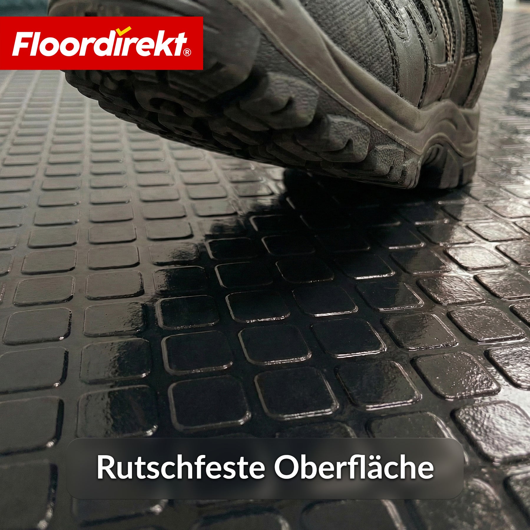 PVC-Bodenbelag | Check Quadra | Quadrat-Optik | Rutschfest & Pflegeleicht | Meterware / Zuschnitt nach Maß | 110 cm Breite