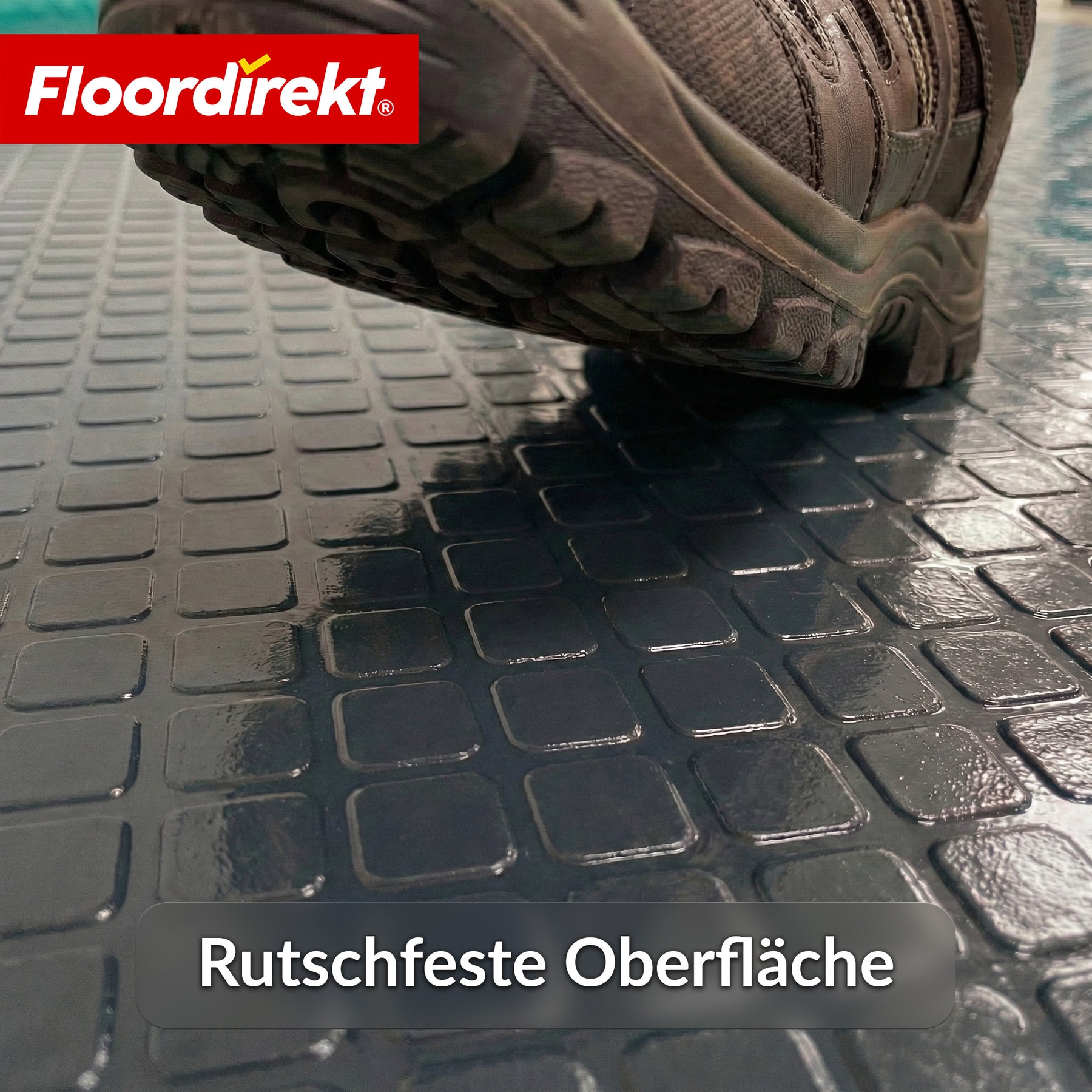 PVC-Bodenbelag | Check Quadra | Quadrat-Optik | Rutschfest & Pflegeleicht | Meterware / Zuschnitt nach Maß | 110 cm Breite