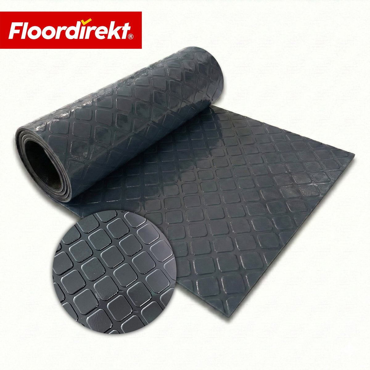 ✂ PVC-Bodenbelag | Check Quadra | Quadrat-Optik | Rutschfest & Pflegeleicht | Meterware / Zuschnitt nach Maß | 110 cm Breite