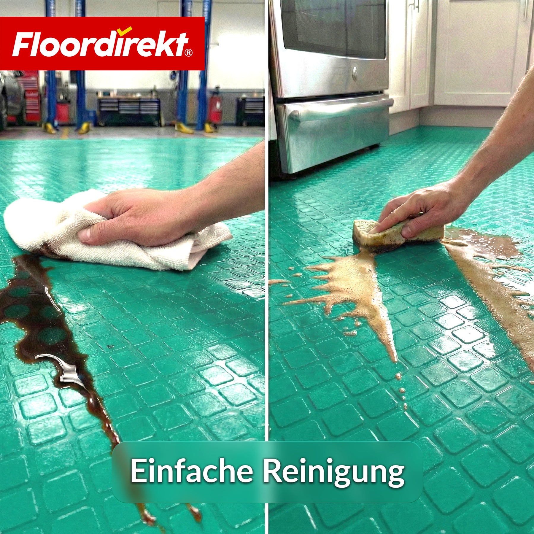 PVC-Bodenbelag | Check Quadra | Quadrat-Optik | Rutschfest & Pflegeleicht | Meterware / Zuschnitt nach Maß | 110 cm Breite
