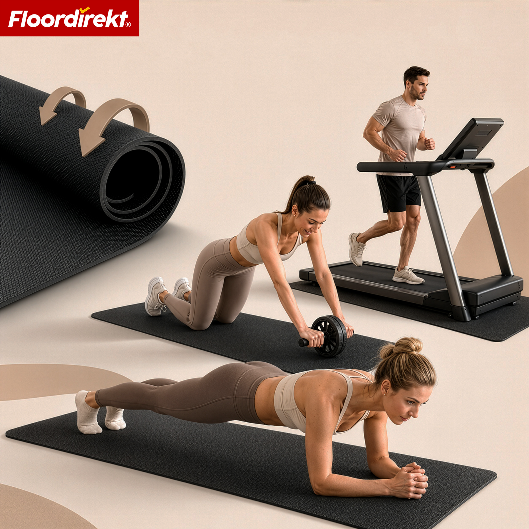 Bodenschutzmatte | Sparta | Rutschfeste Fitnessgeräte Unterlegmatte für Laufband & Crosstrainer