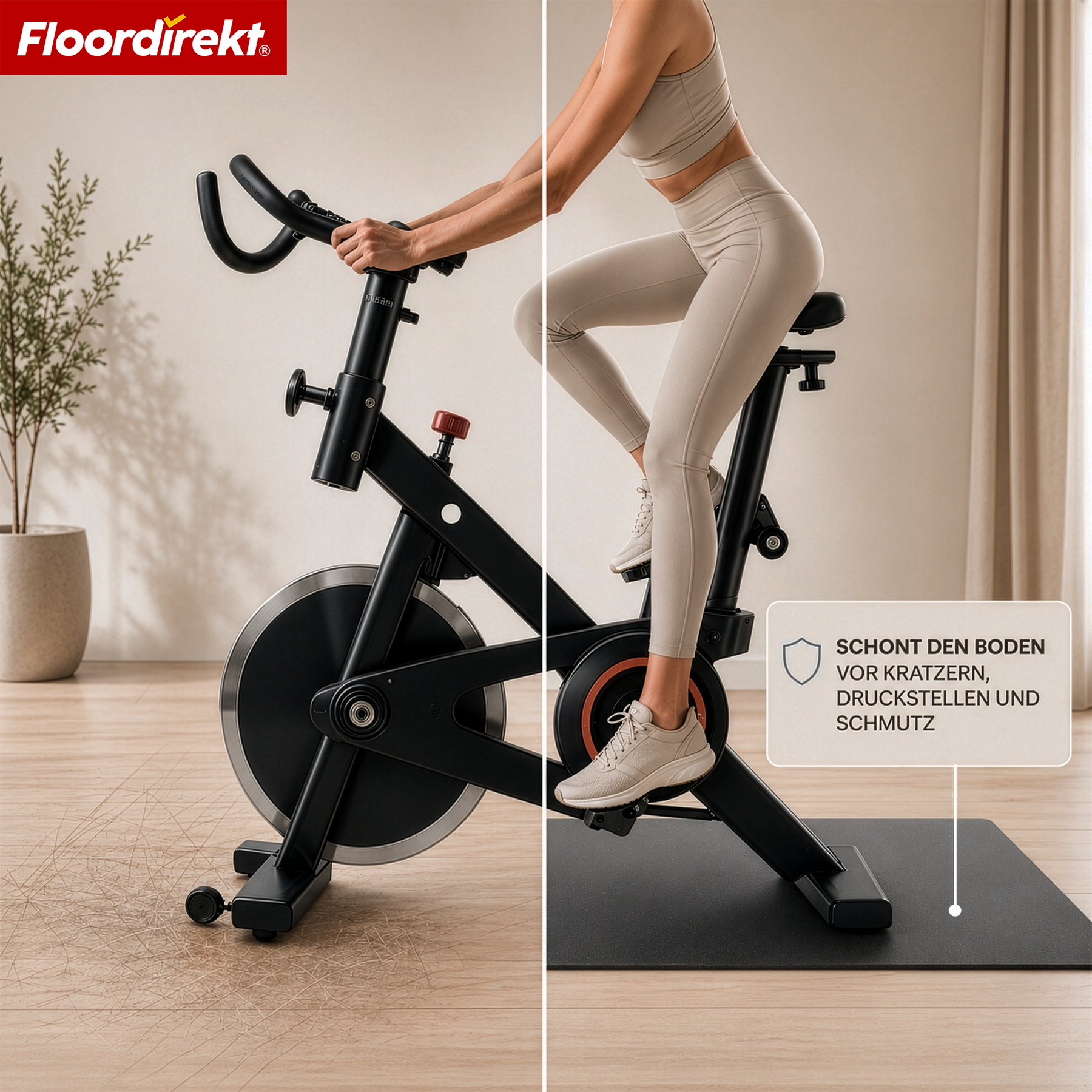 Bodenschutzmatte | Sparta | Rutschfeste Fitnessgeräte Unterlegmatte für Laufband & Crosstrainer
