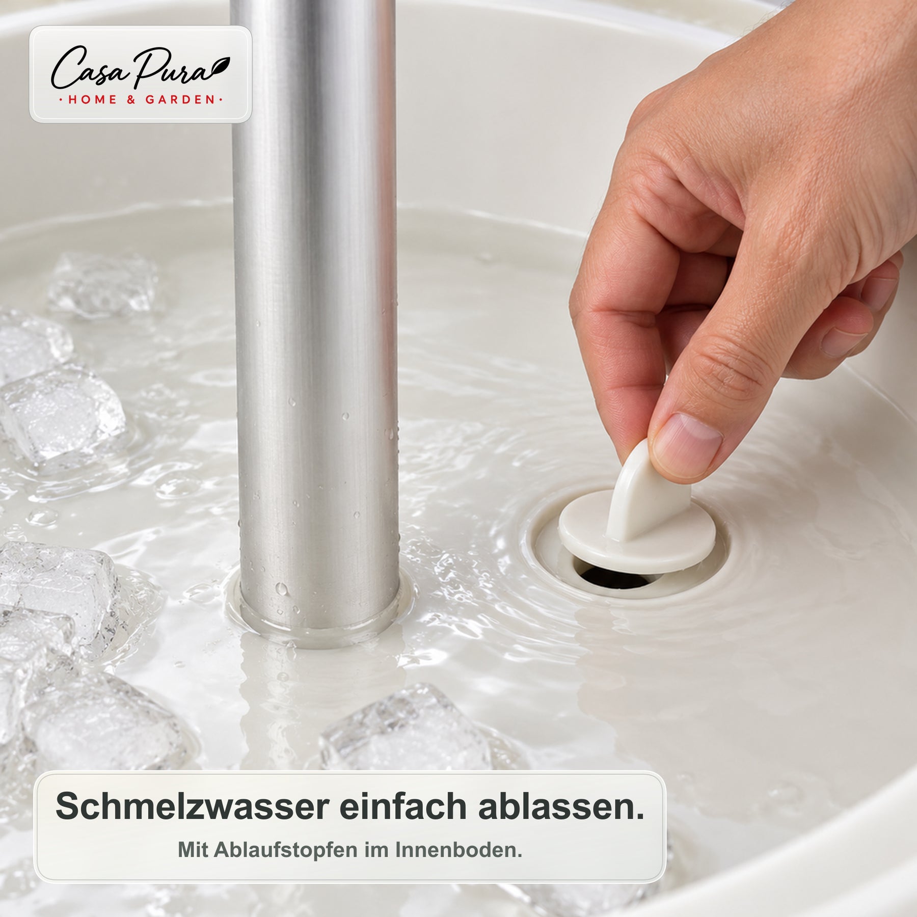 Getränkekühler Tisch | Bora | Höhenverstellbarer Gartentisch mit 37 L Kühlfach in Fass-Optik | 2 Farben