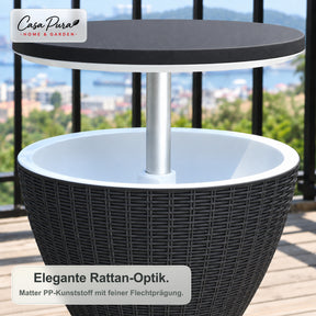 Getränkekühler Tisch | Capri | Höhenverstellbarer Gartentisch mit 30 L Kühlfach in Rattan-Optik | 2 Farben